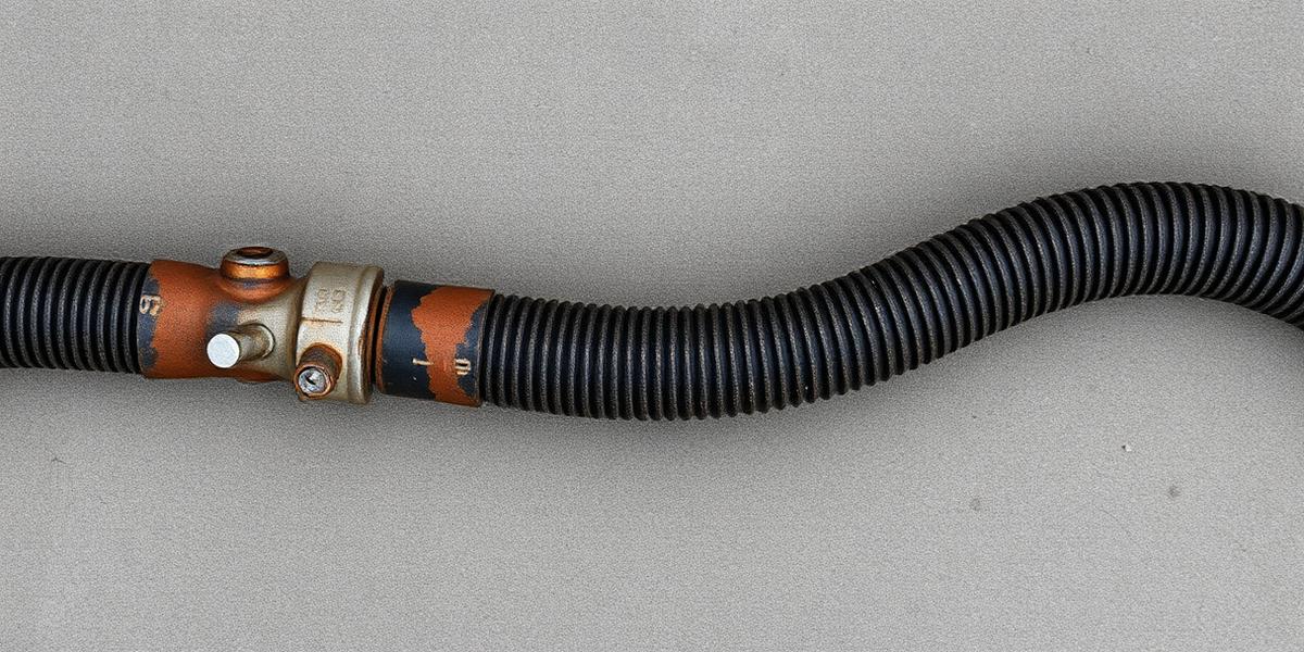 Heavy duty fuel hose coiled on concrete at a fleet yard